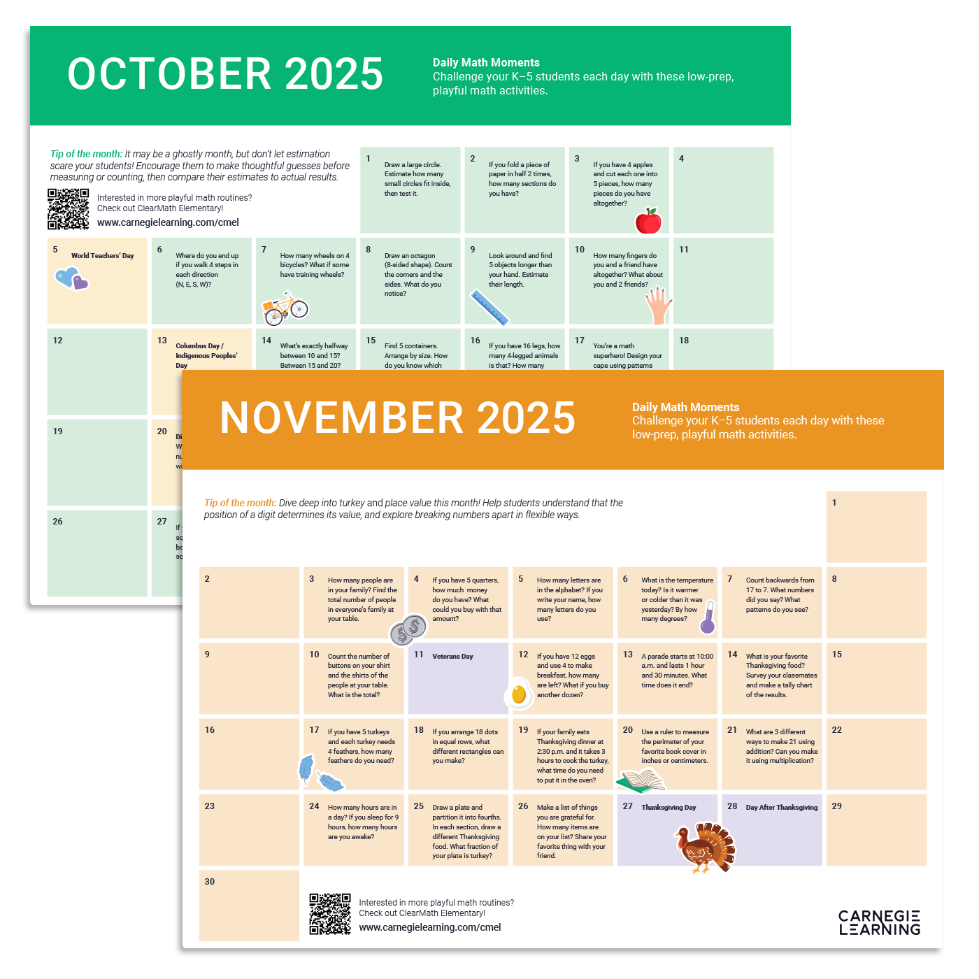 2025 Oct and Nov Math Activities Calendars 2025 Oct and Nov Math Activities Calendars