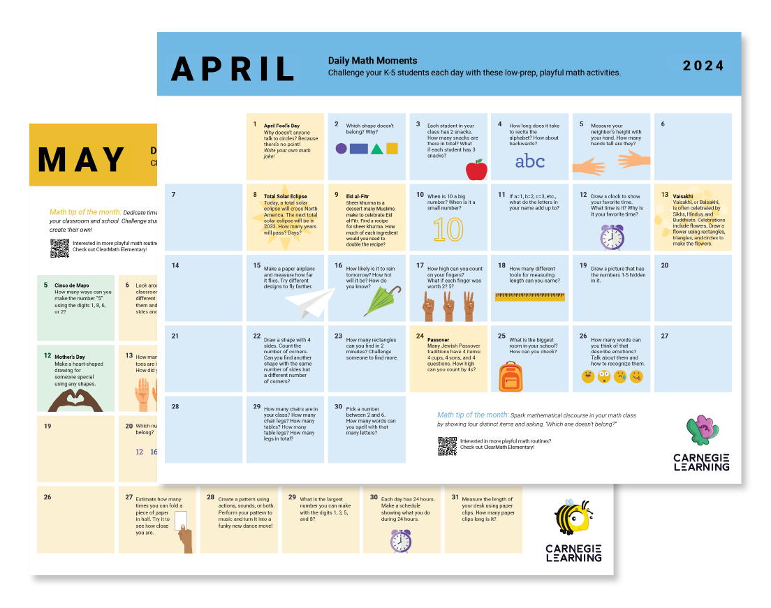 2024 K-5 Math Calendars